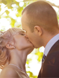 Wedding couple kissing