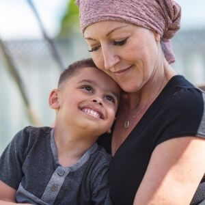 Woman holding child